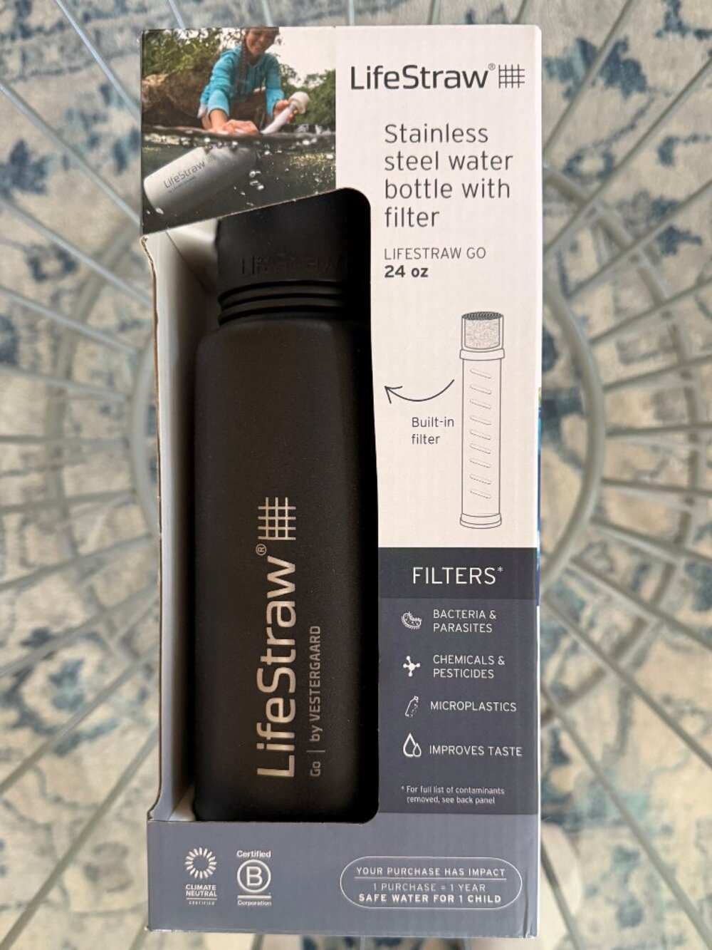 LifeStraw Stainless Steel Water Bottle with Filter - 24 oz
